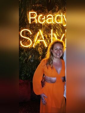 Women’s Orange Cutout V-Neck MAXI Dress